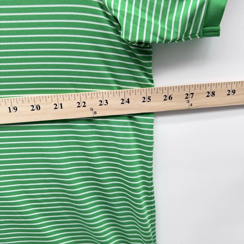 RLX Ralph Lauren Golf Polo Shirt Mens XXL Green White Striped Wicking Pink Logo